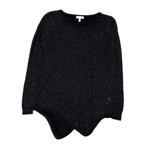 Joie Asymmetrical Black Sparkle Top Sz XS Metallic Shimmer Knit Tunic Jumper